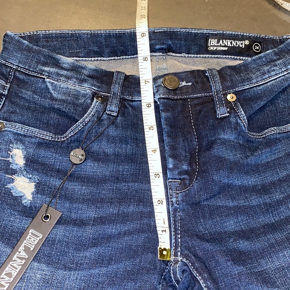 NWT Blanknyc Crop Skinny Jeans in Dark Blue Denim - Picture 9 of 11